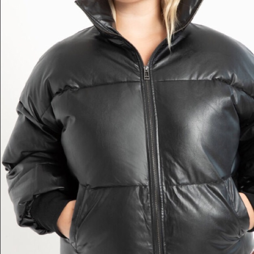 Faux leather puffer jacket